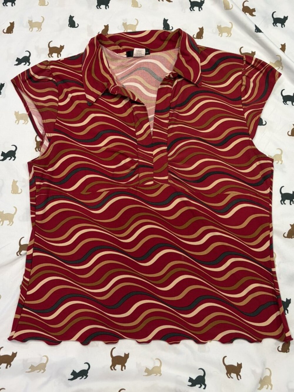 INGO USA Wavy Stripe Short Sleeve Top - Made in USA - Size 1X